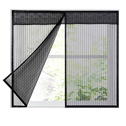 LKXHarleya Moskitonetz FüR Fenster, Magnetisches Fenstermoskitonetz, Fliegengitter Mit Magic Tape Moskitoschutz, Schwarz, 110x150cm von LKXHarleya