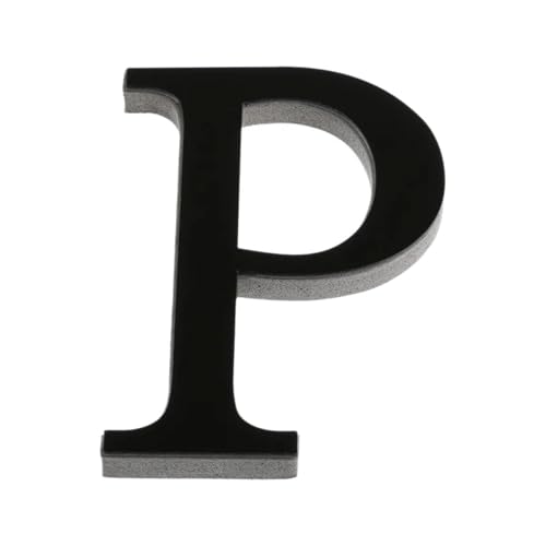 LKXHarleya Selbstklebende Acryl-Alphabet-Wandaufkleber Aufkleber, 15 cm 3D-Spiegel-Buchstabenaufkleber für DIY-Heimdekoration, Schwarz, P von LKXHarleya