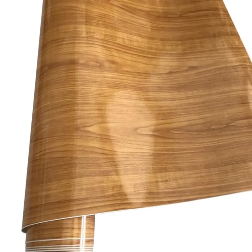 LKXHarleya Selbstklebender Autoaufkleber, 50 x 500 cm, glänzende Vinylfolie mit Holzmaserung für Homeoffice-Möbel, 3 von LKXHarleya