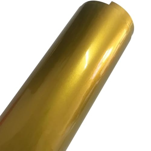 LKXHarleya Selbstklebender Autoaufkleber mit Entlüftungsöffnung, 50 x 152 cm, glänzende Vinylfolie für Motorradkonsolen, Gold von LKXHarleya