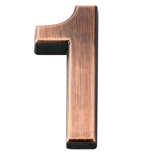 Selbstklebendes Nummernschild, 50 x 35 x 6 mm, bronzefarben, 3D-Adressschilder für Wohnung, Hotel, Büro, Außendekoration, Nummer 1 von LKXHarleya