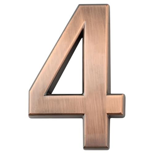 Selbstklebendes Nummernschild, 50 x 35 x 6 mm, bronzefarben, 3D-Adressschilder für Wohnung, Hotel, Büro, Außendekoration, Nummer 4 Selbstklebendes Nummernschild, 50 x 35 x 6 mm, bronzefarben, 3D-Adressschilder für Wohnung, Hotel, Büro, Außendekoration, Nummer 4 von LKXHarleya