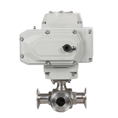 19mm 3-Wege-Sanitär-Hochplattform-Elektrokugelhähne 220 V 110 V 12 V Edelstahl Tri-Clamp Ferrule Typ Motorisierter Kugelhahn(T TYPE-220VAC) von LKYAQJKGQ