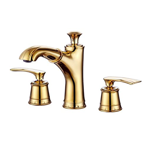 3-Loch-Armaturen for Badezimmer-Waschbecken-Waschtischmischer-Wasserhahn Gold Schublade Messing Badezimmer-Mischbatterie von LKYAQJKGQ
