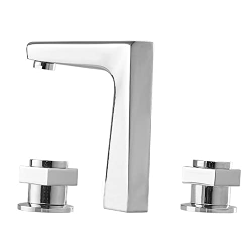 3-Loch-Wasserhähne for Badezimmer, Waschbecken, Mischbatterie, Messing, 2 Griffe, Doppelgriff, Warm- und Kaltwasser, Badezimmer-Waschbeckenarmatur, verchromt von LKYAQJKGQ