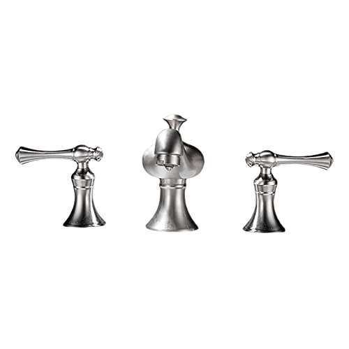 3-Loch-Wasserhähne for Badezimmerwaschbecken, Mischbatterie, Messing, geteilt, Kalt- und Warmwasser, Badezimmerwaschbecken, gebürstet von LKYAQJKGQ