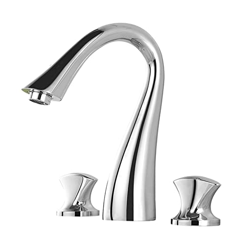 3-Loch-Wasserhähne for Badezimmerwaschbecken, Waschtischmischer, zwei Griffe, geteilte Messing-Waschtischarmaturen, Gold(Gold) von LKYAQJKGQ