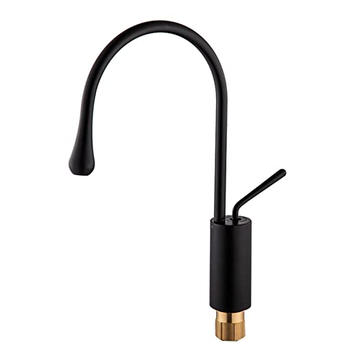 Küchenarmatur, schwarzer Einhebel-Spültischarmatur, Deckmontage, Warm- und Kaltwasser-Küchenarmaturen, Messing, gewerbliche Küchenspülmischbatterien, 360°-Drehung von LKYAQJKGQ