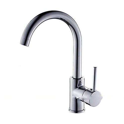 Küchenarmatur Küchenspüle Wasserhahn Kupfer Silber Schwarz Warm- und Kaltwassermischer Drehbarer Einloch-Bleifreier Badezimmer-Spülbeckenhahn Einhebelmischer Schwarz(Onecolor) von LKYAQJKGQ