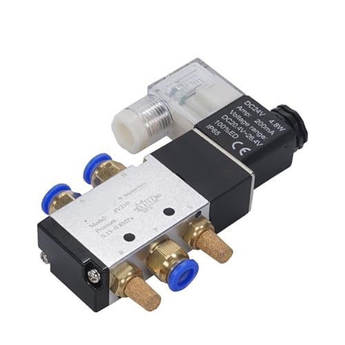Pneumatisches elektrisches Magnetventil 4V210-06 5W2P Steuerluft-Magnetventil 12V 24V 220V Spulenspannung 4 mm - 12 mm Schlauchzubehör(PC 8mm Fittings,AC110) von LKYAQJKGQ