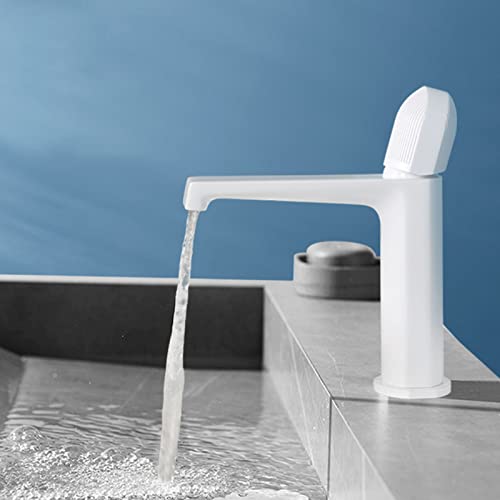 Waschbeckenarmaturen Wasserfall-Waschtischarmaturen Messing Einloch Kalt- und Warmwasser Waschbecken Wasserhahn-Grau(Bianco) von LKYAQJKGQ