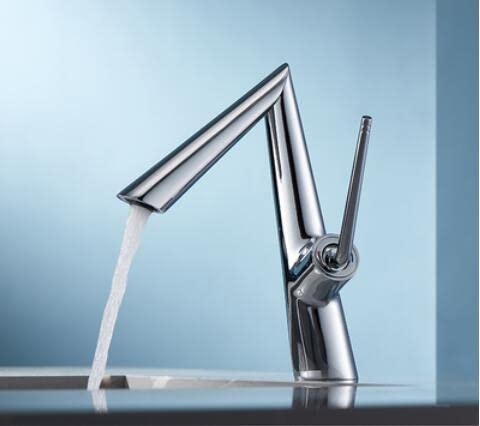 Waschtischarmatur Grau Art Design Morden Style Wasserhahn Einhebel-Waschtischmischer Heiß- und Kaltwasser-Duschraum-Waschbeckenarmatur(Chrome) von LKYAQJKGQ