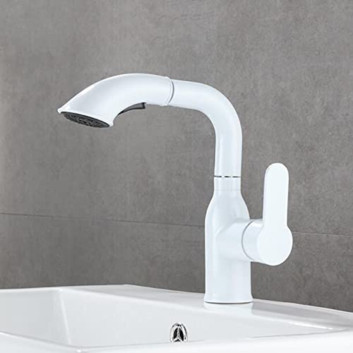 Waschtischarmatur mit ausziehbarer Brause, Messing, for heißes und kaltes Wasser, einziehbar, Badezimmerarmaturen-Gold(Noir) von LKYAQJKGQ