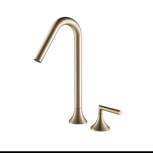 Zwei Griff Hohe Messing Wasserhahn Mischbatterie Waschbecken Wasserhahn Torneira Gourmet De Cozinha Heißes Kaltes Wasser Badezimmer Bad Grau Schwarz Chrom(Gold one) von LKYAQJKGQ