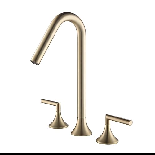Zwei Griff Hohe Messing Wasserhahn Mischbatterie Waschbecken Wasserhahn Torneira Gourmet De Cozinha Heißes Kaltes Wasser Badezimmer Bad Grau Schwarz Chrom(Gold two) von LKYAQJKGQ