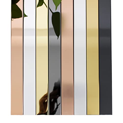 LKYJD Zierleiste, selbstklebende Kantenleiste, 201 Edelstahl, metallisiert, spiegelähnliche Oberfläche, dekorative Verkleidung für Tür, Wand, Spiegel, Möbel, Kleiderschrank, 2 x 2 cm von LKYJD