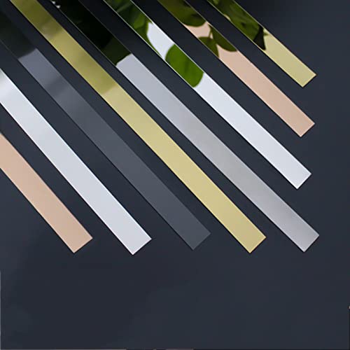 LKYJD Zierleisten und Wandverkleidung | Goldfarbener Edelstahl, metallisiert, gebürstetes Finish, abziehen und aufkleben, Design – 28 x 2,5 cm von LKYJD