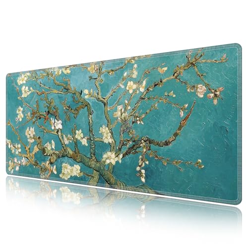 LL-COEUR Große Gaming Laptop Mauspad Tastatur Mausmatte Schreibtischunterlage Büro Pad Schreibunterlage Tuschmalerei (Aprikose, 900x400x3mm) von LL-COEUR