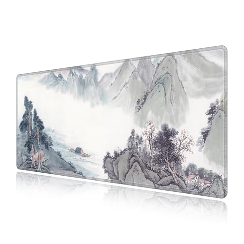 LL-COEUR Große Gaming Laptop Mauspad PC Tastatur Mausmatte XXL Schreibtischunterlage Büro Desk Pad Schreibunterlage Tuschmalerei Landschaftsmalerei (Landschaft 1, 700 x 300 x 3 mm) von LL-COEUR