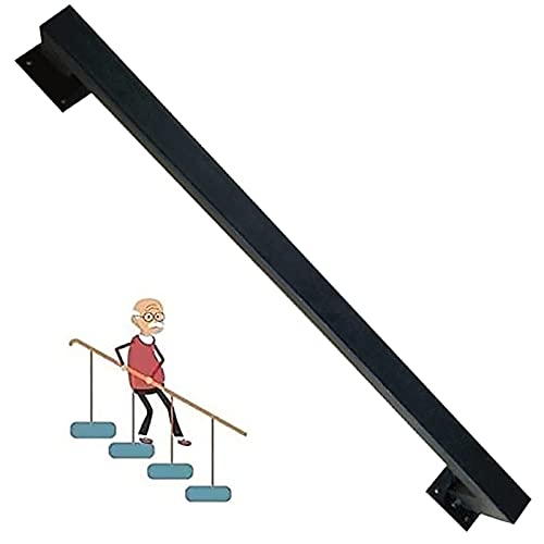 Handlauf Handrail Stairs 30cm/90cm/150cm/180cm/240cm/600cm Lang Treppengeländer, Schwarz Treppengeländer Mit Wandhalterungen, Für Innen- Und Außentreppen (Size : 7.9ft/240cm) von LLA
