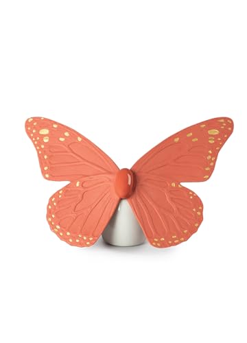 LLADRÓ Butterfly Figurine. Golden Luster & Coral. Litophane. Porzellan. von LLADRÓ