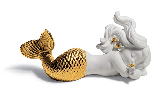 LLADRÓ Meerjungfrau-Figur Träumen Am Meer. Gold. Meerjungfrau. Porzellan. von LLADRÓ