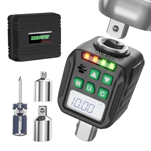 LLAVETOR Digitaler Drehmomentadapter, 1/2" Antrieb 17-340Nm Digitaler Drehmoment-Adapter, Digitaler Drehmomentschlüssel-Konverter mit 3/8" und 1/4" Adaptern für Fahrrad Motorrad Auto Reparatur von LLAVETOR