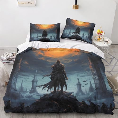 LLAVID Dark Souls Knight Bettbezug Set Bettwäsche-Sets Armour Double（200x200cm）, 2er Set Stück Bettzug + Stück Passender Passender Kopfkissenbezug von LLAVID