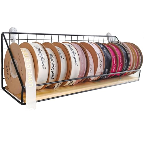 Schleifenband Halter An der Wand montierter Spulenhalter, Aufbewahrungsorganisator für Mini-Gitterbänder für Basteln von Netzbändern/Klebebändern/Verpacken von Bastelgeschenken/Drahtspulen, Präsentati von LLAYMX