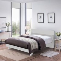 Doppelbett 160x200cm Modernes Holzdesign Kopfteil Lattenrost Landeck King - Weiß von LLB LIVING LIFE BED