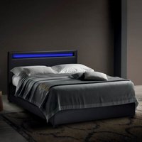 Doppelbett mit Lattenrost Led-Kopfende Schubladen Metall Holz 160x190 cm Geneva King - Schwarz von LLB LIVING LIFE BED