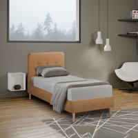 Einzelbett 1 Piazza Nordico Stoff und Holz mit Netz 80x190 Friborg Twin - Beige von LLB LIVING LIFE BED