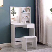 Mobiler Schminktisch mit Schublade Spiegel und Hocker Mayca von LLB LIVING LIFE BED