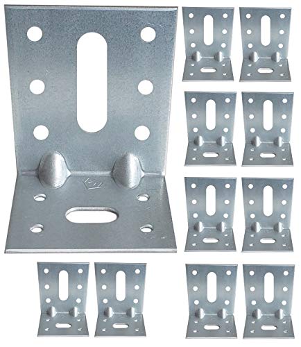 Eckstreben Klammern Platten Schwerlast Holz Winkel Metall Stahlblech verzinkt 70 x 50 x 60 x 2 mm 10 Stück von LLB