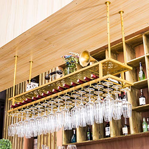LLBFZ Weinglasregal – Decken-Hängeregale, Flaschenhalter, Glasregal, Retro-Dekor, Wandmontiertes Weinglasregal, Wohnzimmer-Barmöbel, Gold/80 cm von LLBFZ