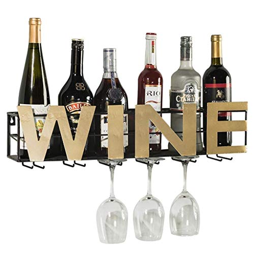 LLBFZ Weinpräsentationsregale, an der Wand montierte Weinpräsentationsregale, mit Glashalter, Weinflaschenhalter aus Metall und hängendem Stielglasregal, platzsparend, robust von LLBFZ