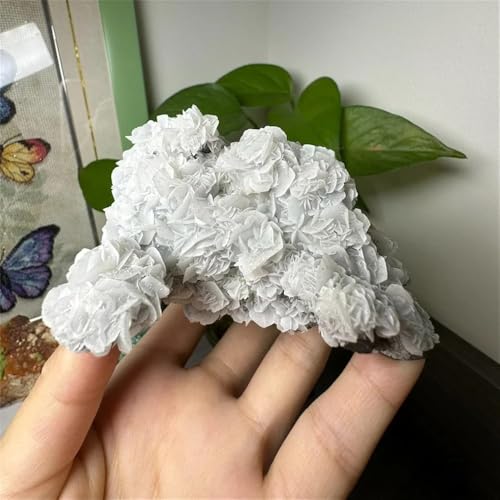 LLBOGRGGN 1pc 30-100g Stunning White Rose Calcite Stone Bohemian Style with Fluorescent Effect Under Purple Light LLBOGRGGN 1pc 30-100g Stunning White Rose Calcite Stone Bohemian Style with Fluorescent Effect Under Purple Light von LLBOGRGGN