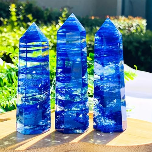 LLBOGRGGN 1pc 5-6cm Clear Blue Smelt Quartz Tower Smelting Crystal Obelisk Tower/Wand Gemstone LLBOGRGGN 1pc 5-6cm Clear Blue Smelt Quartz Tower Smelting Crystal Obelisk Tower/Wand Gemstone von LLBOGRGGN