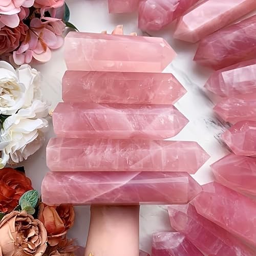 LLBOGRGGN 1pc 5-6cm Rose Quartz Crystal Tower Pillar 6 Sided Single Point Stone LLBOGRGGN 1pc 5-6cm Rose Quartz Crystal Tower Pillar 6 Sided Single Point Stone von LLBOGRGGN