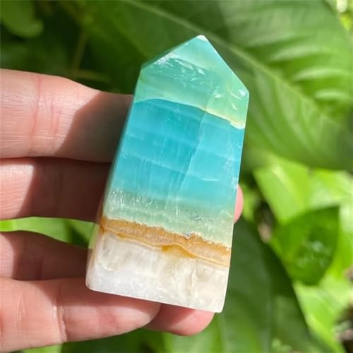 LLBOGRGGN 1pc 50-100g Caribbean Calcite Tower - Hemimorphite Crystal with Irregular Hole von LLBOGRGGN