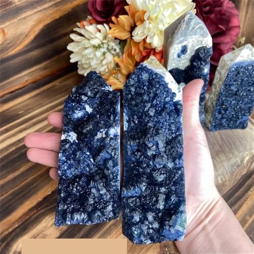 LLBOGRGGN 1pc 50-100g Ultra Rare Blueberry Fluorite Crystal Cluster Tower– Large with White Quartz Tower Deep Blue-Purple Color LLBOGRGGN 1pc 50-100g Ultra Rare Blueberry Fluorite Crystal Cluster Tower– Large with White Quartz Tower Deep Blue-Purple Color von LLBOGRGGN
