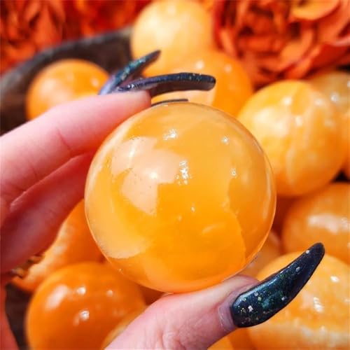 LLBOGRGGN 1pc 6-7cm Orange Calcite Crystal Ball Striped Stone Ball for Home Decor von LLBOGRGGN