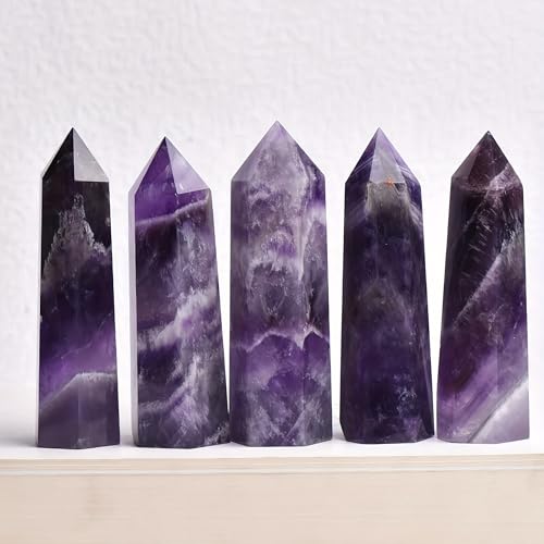 LLBOGRGGN 1pc 7-8CM Dreamy Amethyst Quartz Crystal Obelisk Wand Point Balancing Decoration LLBOGRGGN 1pc 7-8CM Dreamy Amethyst Quartz Crystal Obelisk Wand Point Balancing Decoration von LLBOGRGGN