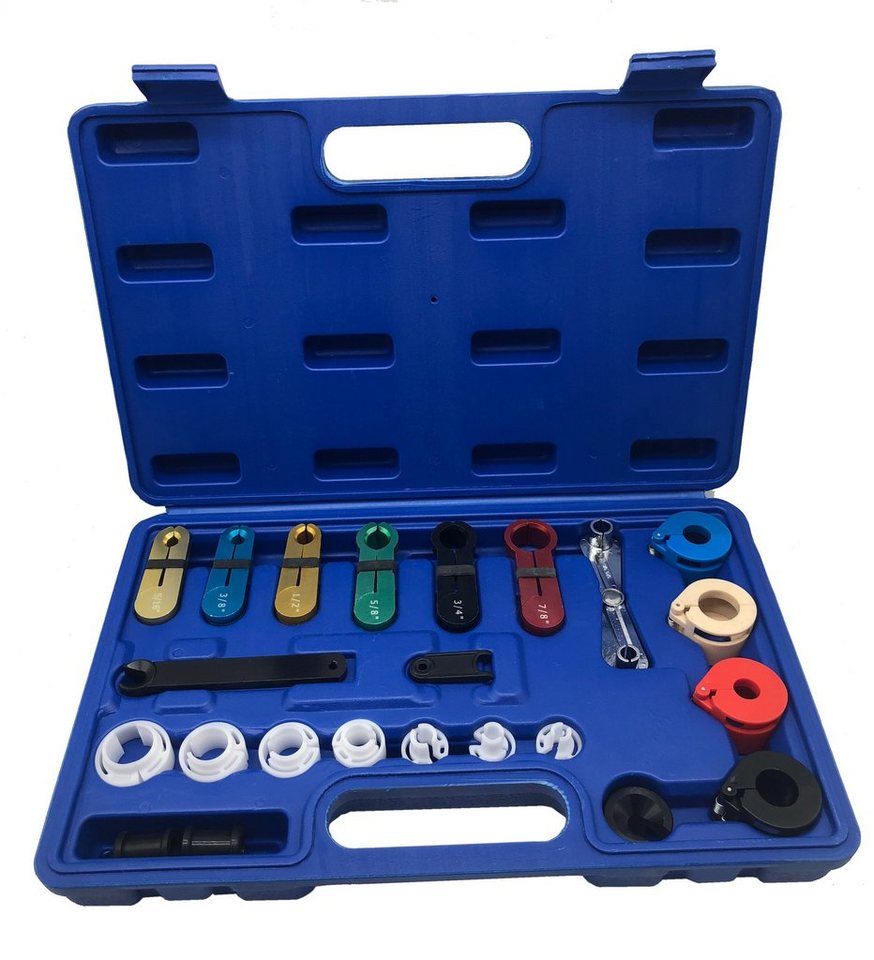 LLCTOOLS Montagewerkzeug Löse Werkzeug Set Leitungsverbinder Kraftstoffleitung Spezialwerkzeug, (Set, 23-tlg., im Aufbewahrungskoffer), Entrieglungswerkzeug Klima Demontage Werkzeug Auto Tool Set für KFZ von LLCTOOLS