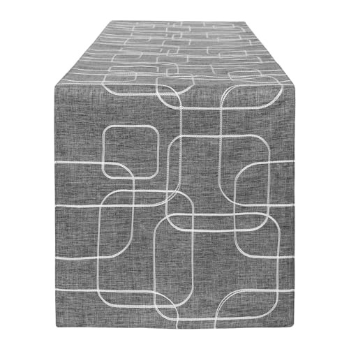 LLCUTESHOP Tischläufer Europäische Grau 32x220cm,Verdickte Handarbeit Stickerei Doppelte Schicht Rechteckige Tischläufer Leinen Baumwolle Tischläufer, Abwaschbar Hochwertiger Tischläufer von LLCUTESHOP