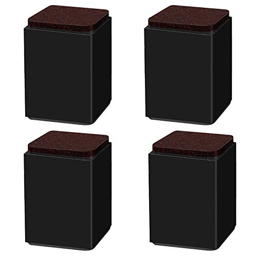 4 Stück, 5 cm Möbelerhöhung aus Karbonstahl, Quadrat 4x4cm, selbstklebende Möbelerhöhung fügt 5 cm Höhe zu Betten, Sofas Schränken, unterstützt 20.000 lbs(black) von LLDSB026