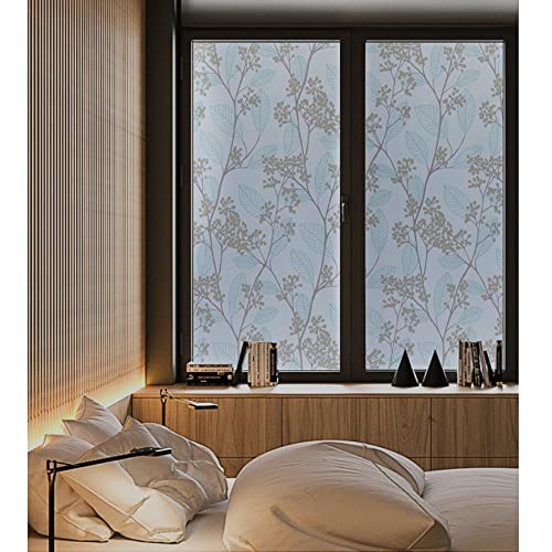 LLDSB026 Fensterfolie selbsthaftend Blickdichte Statisch Selbstklebend Sichtschutzfolie Milchglasfolie Statisch Haftend Dekofolie Klebefolie Anti-UV Ohne Klebstoff (E,90x200cm/35.4x78.7in) von LLDSB026
