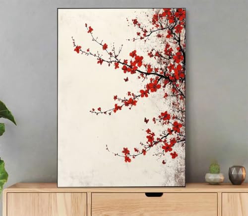 Malen Nach Zahlen Erwachsene Blume Paint by Numbers Pflanze Malen Nach Zahlen mit Rahmen 50x70cm Leinwand Ölgemälde Set mit Pinseln und Acrylfarbe, für Zimmer Deko Wohnzimmer, Geschenkes LR-8350 von LLEDAOZN