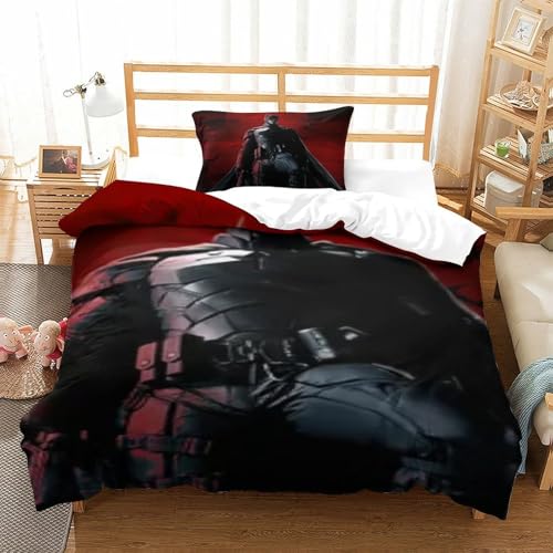 LLEERCFTY Batman Bettbezug Set Bettwäsche Set Kinderbettwäsche-Set Reißverschluss Mit Kissenbezügen Betten Set Für Jugendliche Kinder Schlafzimmer Single（135x200cm） von LLEERCFTY