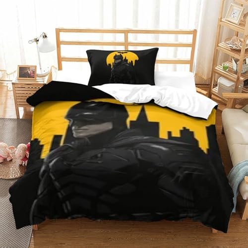 LLEERCFTY Batman Bettbezug Set Bettwäsche Set Kinderbettwäsche-Set Reißverschluss Mit Kissenbezug Betten Set Für Jugendliche Kinder Schlafzimmer Single（135x200cm） von LLEERCFTY